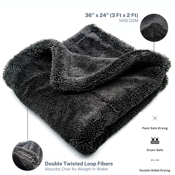 Double Side | Twisted Loop towel | Drying towel | 1400 GSM